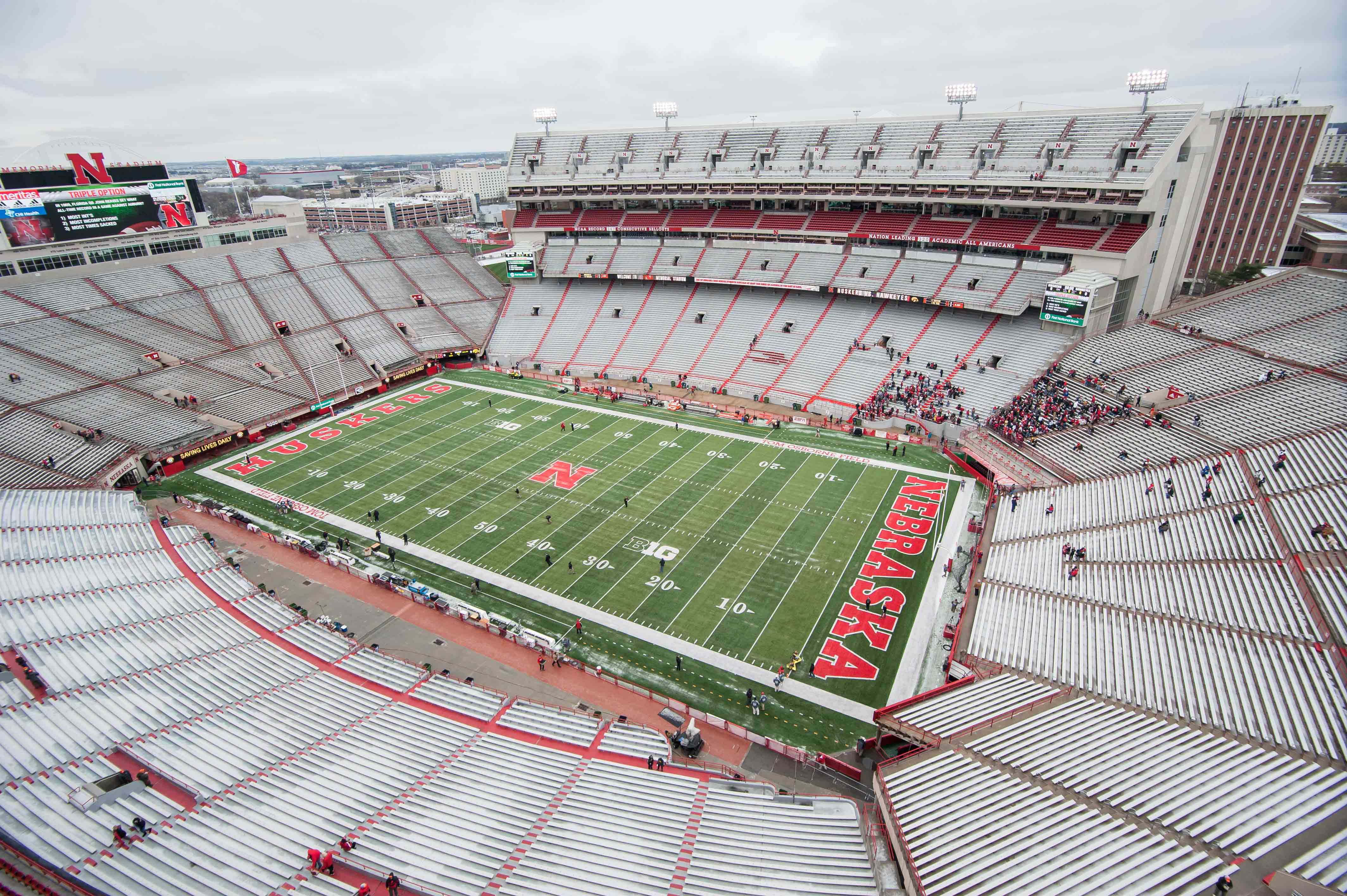 Nebraska's Memorial Stadium is shown.