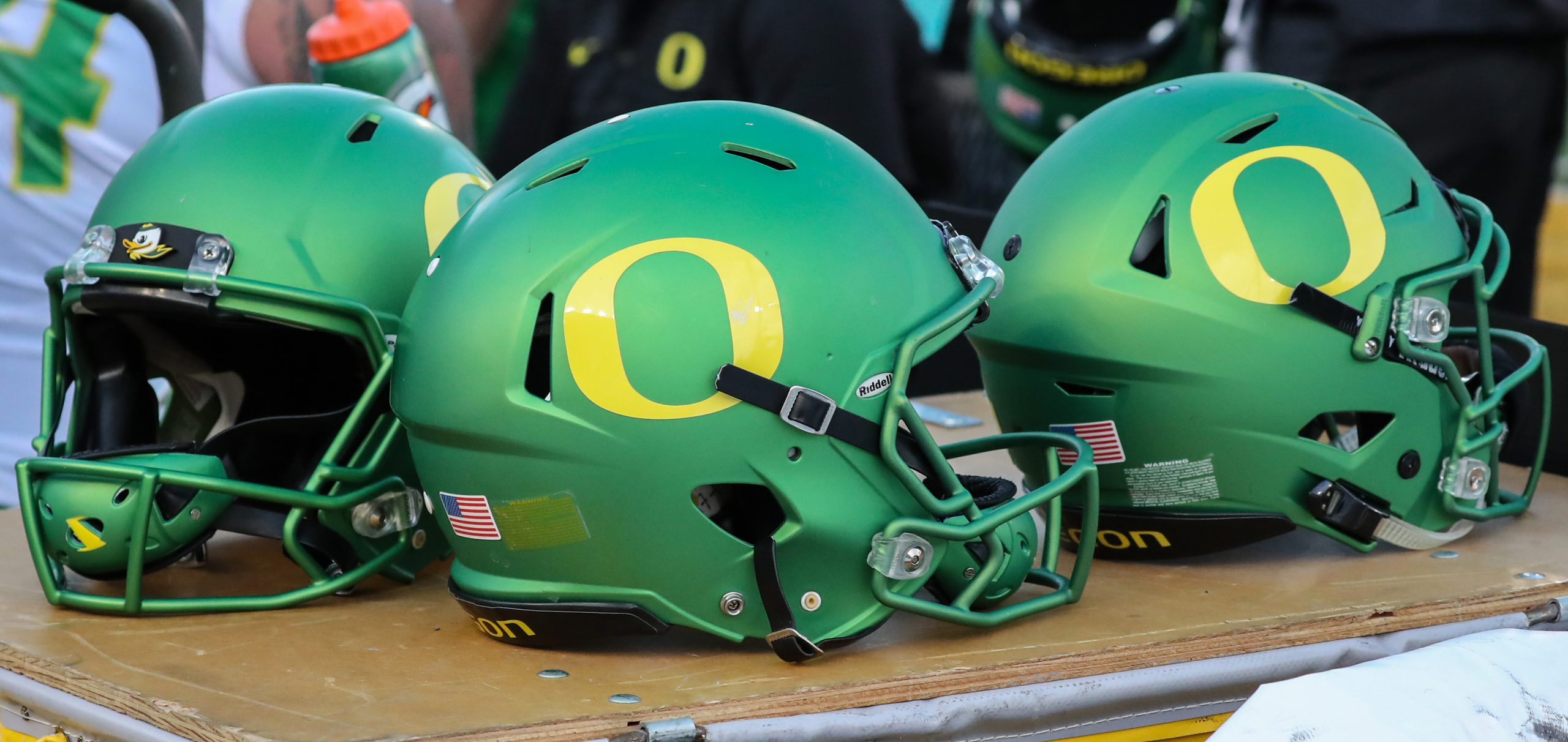 An Oregon football helmet is shown.