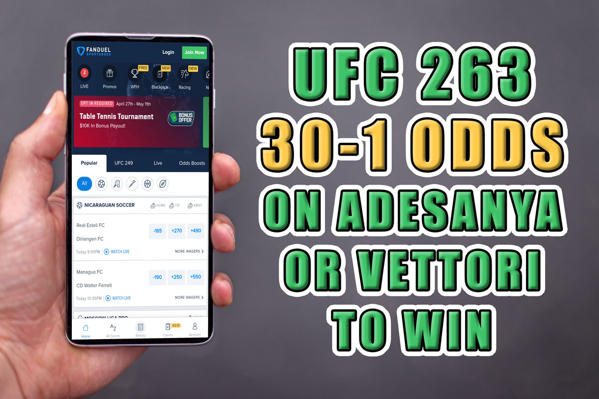 fanduel sportsbook 30-1 odds ufc 263