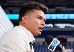 Dillon Gabriel spoke about his transfer recruitment at Big Ten Media Days.