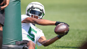 Garrett Wilson during Jets practice.
