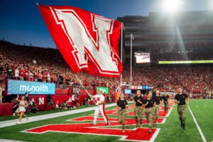 Nebraska flag inside Memorial Stadium.