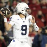 Beau Pribula throws a pass.