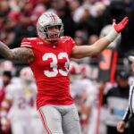 Ohio State Buckeyes defensive end Jack Sawyer (33) celebrates.