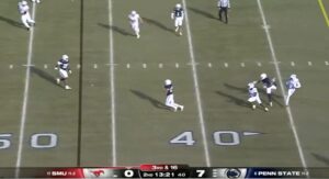 Penn State linebacker Tony Rojas catches an interception vs. SMU.