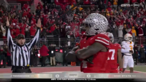 Ohio State WR Jeremiah Smith scores a TD.