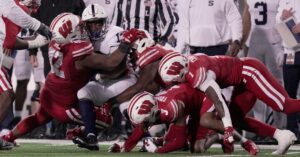 Wisconsin DL Curt Neal in action vs. Penn State.