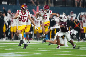 Las Vegas Bowl action between USC and Texas A&M.