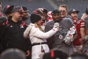 Rahmir Johnson is shown after the bowl win.