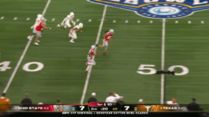 Ohio State RB TreVeyon Henderson scores vs. Texas.