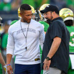 Ryan Day and Marcus Freeman talk before kickoff.