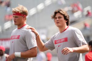 Ohio State QBs Julian Sayin and Lincoln Kienholz.