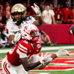 Nebraska WR Jaylen Lloyd catches a pass