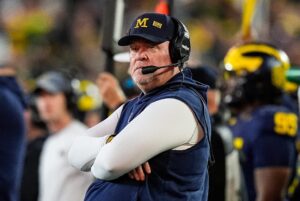 Wink Martindale coaches during a game for Michigan.
