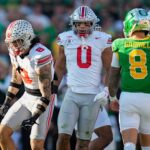 Ohio State's Lathan Ransom celebrates.