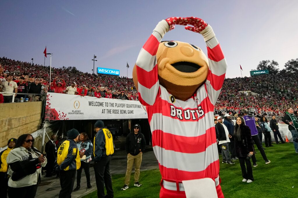 Ohio State mascot at the Rose Bowl.