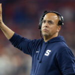 Penn State head coach James Franklin reacts.