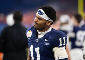 Abdul Carter on the sideline during the Fiesta Bowl.