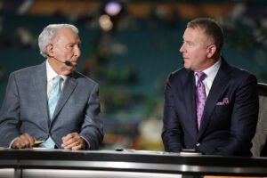Kirk Herbstreit and Lee Corso on College GameDay before the 2025 Orange Bowl.