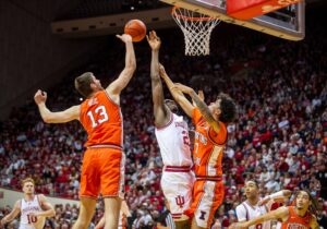 Illinois and Indiana players in action.