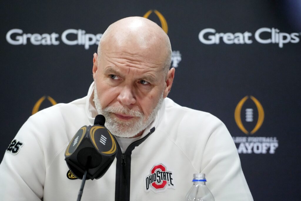 Jim Knowles at a press conference.