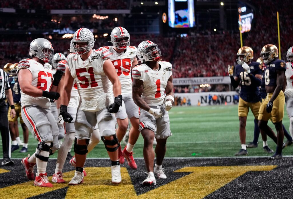 Quinshon Judkins celebrates.