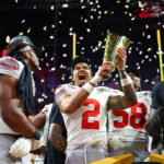 Ohio State WR Emeka Egbuka celebrates.