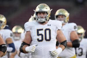 Rocco Spindler shown before a Notre Dame game.