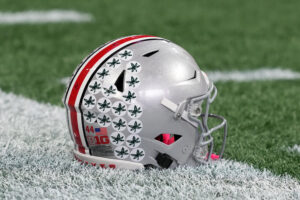 Ohio state football helmet is shown.
