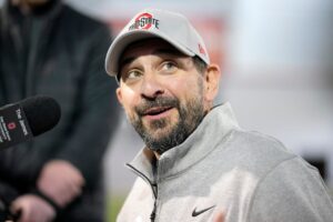 New Ohio State DC Matt Patricia meets with media.