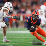 All-ACC WR Trebor Pena playing for Syracuse.