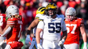Mason Graham shown playing in Michigan-Ohio State game.