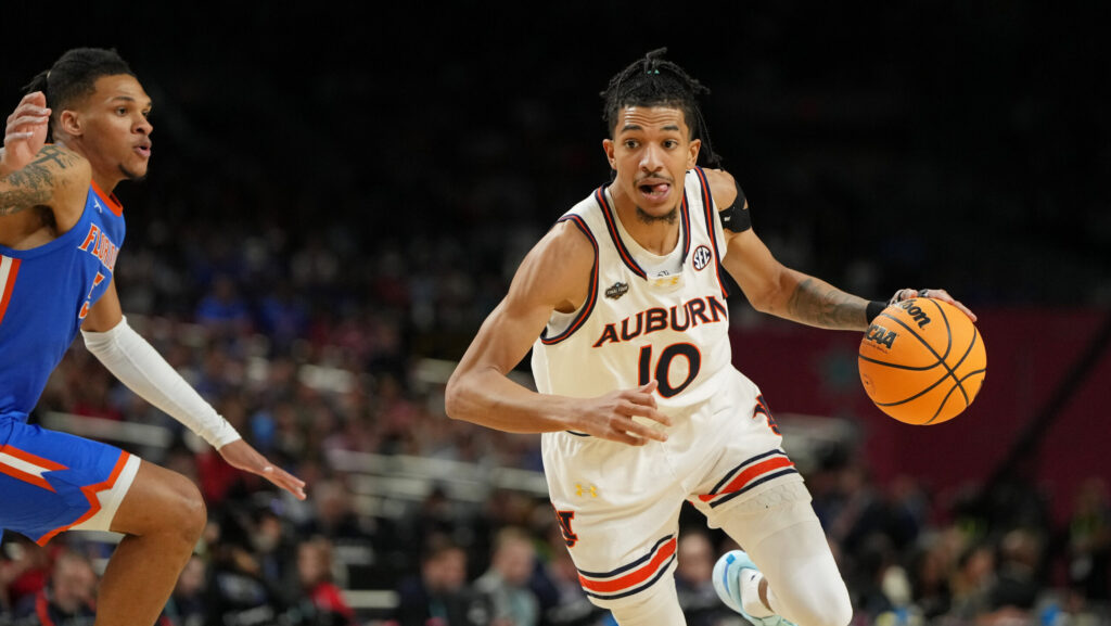 Former Auburn star Chad Baker-Mazara dribbles.