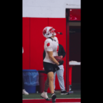 Jayden Ballard celebrates at practice.
