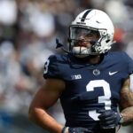 Julian Fleming runs during the Penn State spring game in 2024.