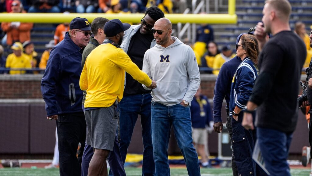 Derek Jeter shown at a Michigan football game.
