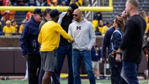 Derek Jeter shown at a Michigan football game.