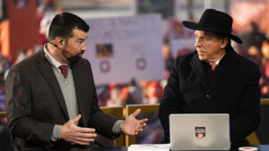 Ryan Day and Nick Saban on the set of College GameDay.