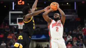 Ohio State guard Bruce Thornton shoots.