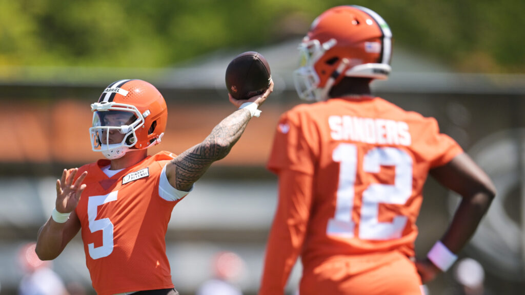 Cleveland QBs Dillon Gabriel and Shedeur Sanders.