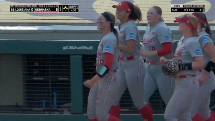Jordy Bahl and Nebraska celebrate.