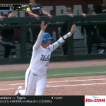 UCLA's Jordan Woolery rounds the bases.