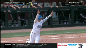 UCLA's Jordan Woolery rounds the bases.