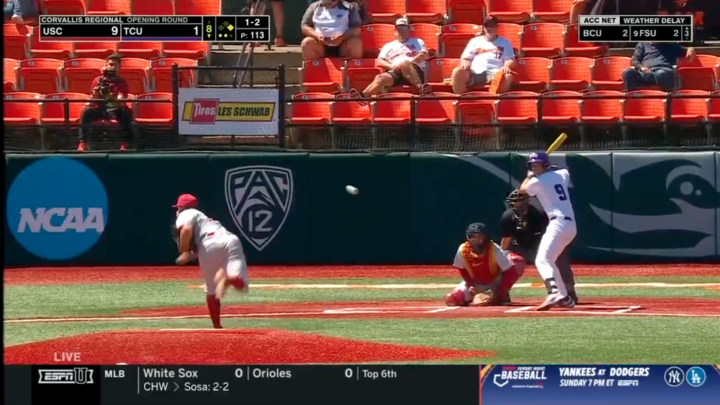 USC starter Caden Aoki punches out a batter.