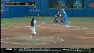 NiJaree Canady pitches vs. UCLA.