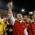 Ohio State head coach Jim Tressel celebrates.