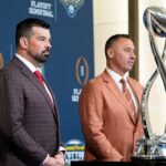 Ohio State head coach Ryan Day and Texas head coach Steve Sarkisian.