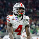 Ohio State star Jeremiah Smith celebrates.