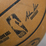 NBA logo on a basketball.