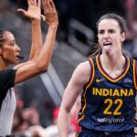Indiana Fever star Caitlin Clark reacts to a made basket.
